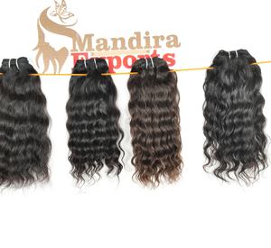 Extensiones de cabello humano virgen indio alineado con cutícula cruda, máquina negra, paquetes ondulados naturales de doble trama, extensiones de cabello humano - Product Image 1