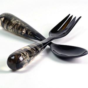 Juego de Utensilios para Ensalada de Madera Natural con 2 Espátulas, Hechos a Mano, Sostenibles, Artesanía Internacional Mirha, Tamaño S - Product Image 5