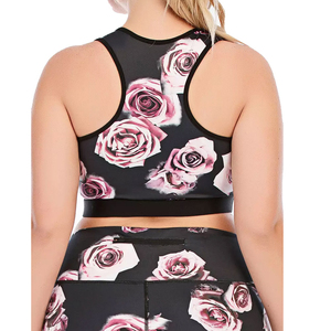 Imprimé personnalisé femmes Gym Fitness Compression 2 pièces ensemble hauts courts avec motif décoration pour vêtements de yoga - Product Image 5