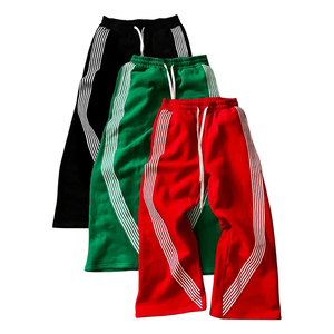 Pantalones de chándal acampanados holgados de gran tamaño para hombre de la mejor calidad, pantalones de chándal a rayas en pantalones de chándal de punto rectos curvos con llamarada - Product Image 1