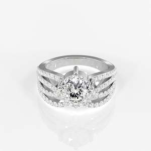 Lab Grown Diamond <b>Cocktail</b> <b>Ring</b> with Portuguese Cut 18K <b>Gold</b> <b>Ring</b> - Product Image 5