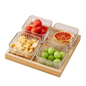 Bol décoratif en verre design avec plateau en bois élégant Centre de table élégant pour la maison, la cuisine, la salle à manger et le salon - Product Image 3