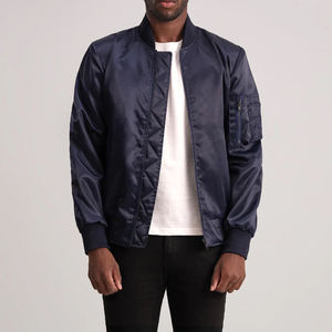 Quinton Ma-1แจ็คเก็ตทิ้งระเบิดผ้าซาตินโพลีเอสเตอร์ซับในมีซิปปกเสื้อถักมีกระเป๋า - Product Image 3