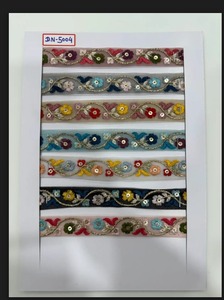 24MM Traditional Handmade Embroidery Lace <b>Trim</b> Soft Net Base Multicolor Rayon Polyester Thread Luxury Decorative <b>Fabric</b> Border - Product Image 4