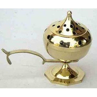 Ensemble de 2 brûleurs d'encens décoratifs en laiton chauffe-encensoir à charbon de bois brûleur d'encens suspendu en cuivre antique et argent
