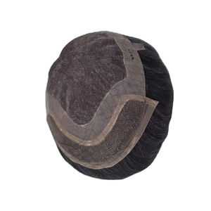 วิกผมแท้แบบโมโน ฟรอนท์ เลซ ผมจีนแท้ เกรดเวอร์จิ้น เรมี่  แบบแพทช์ ผมหยิกตรง ลอนลึก สี 1b+เทา - Product Image 1