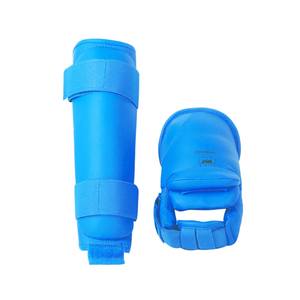 Blue PU Leather Shin and Instep Guards for Karate Martial Arts Training Equipment Unisex Protective Gear Durable - Product Image 2