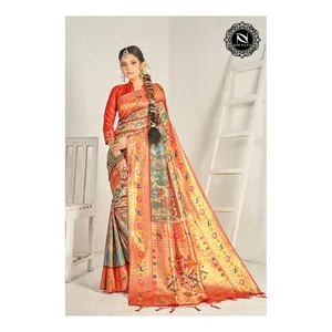Самая Современная праздничная одежда, Шелковое Сари с блузкой, индийская Женская одежда, сари по низкой цене