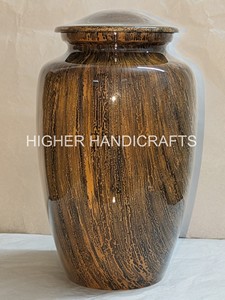 Wooden Textured Adult Cremation Urn for Ashes Elegant Wood Finish Aluminum Urn Funeral <b>Memorial</b> <b>Keepsake</b> Urn Supplier - Product Image 2