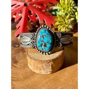 Bracelet manchette tendance Michael & Rosita Calladitto en turquoise et argent sterling - Product Image 1