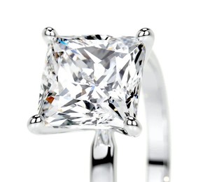 3 quilates princesa corte laboratorio cultivado diamante solitario anillo de bodas 14K oro blanco F Color VVS2 claridad IGI certificado anillo de compromiso - Product Image 3