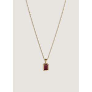 Lyra Handmade <b>Emerald</b> Cut <b>Pendant</b> with Ruby Bezel Set Number Pattern Rose Gold Platinum Charm Religious Style Rhodium Plated - Product Image 4