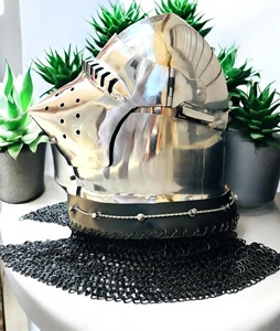 Casco de Caballero Medieval con Visera, Armadura de Acero Suave, Tradicional, Pulido, con Acabado Antiguo, Elegante, para Cosplay de Batalla, Coleccionista - Product Image 2