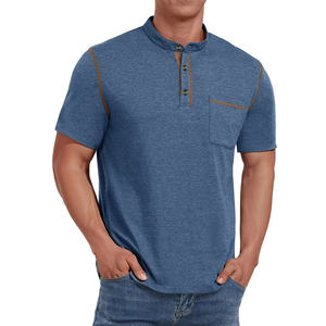 <b>Men</b> <b>Henley</b> Tee With Half Sleeves And Soft Knit Fabric Great For Casual And Lounge Wear - Product Image 2