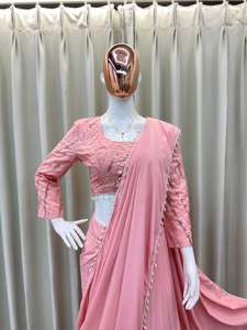 ชุดปาร์ตี้แฟนซีเสื้อครีปผ้าไหมส่าหรีกับเสื้อทำงาน - Product Image 2