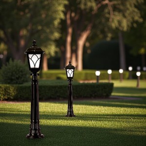 Ngoài trời trang trí dual-cánh tay chiếu sáng cực với E27 ổ cắm và Acrylic Globe thời tiết vườn và Công Viên Chiếu sáng lịch thi đấu - Product Image 2