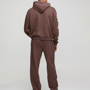 Ensemble de survêtement pour homme en molleton 100% coton, coupe ample, col à capuche, logo personnalisé imprimé, poids lourd, respirant, uni, pour l'hiver - Product Image 2