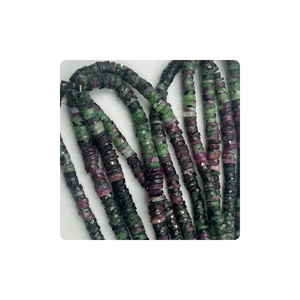 New Arrival Premium Quality Natural Ruby Zoisite Faceted <b>Heishi</b> Tier Shape <b>Beads</b> Size 8 10mm 14 Inches Strand for Jewelry Making - Product Image 2