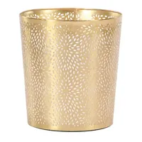 Poubelle de luxe en fer galvanisé plaqué or avec poignée et couvercle pour toutes les boîtes de rangement à déchets d'intérieur de forme ronde