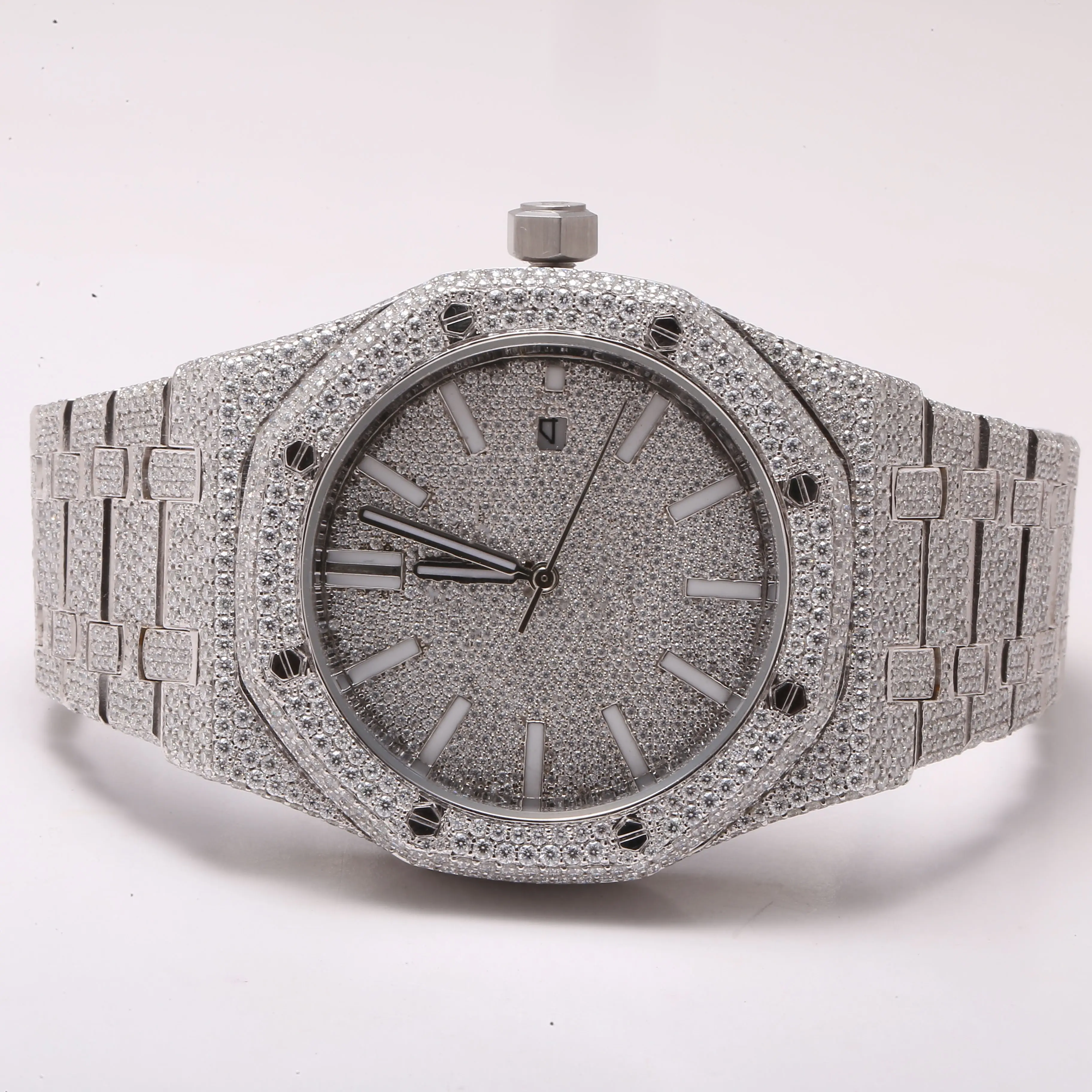 custom men women high end luxury bling full diamond Watch VVS natural hip hop iced out stainless steel mechanical watches