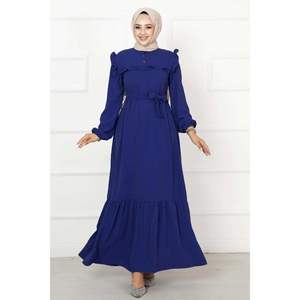 Vestido Aerobin con volantes medio abotonado Azul Marino - Product Image 4