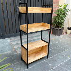 60x32x128cm Rubber Wood 3-Tier Iron Frame Office Organizer KS68095-Easy Standing Installation - Product Image 5