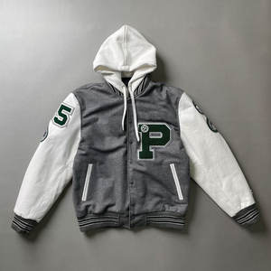 Veste universitaire personnalisée pour homme, veste de baseball d'hiver, bomber, manches en cuir, patch brodé. - Product Image 4