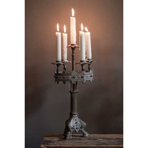 Bougeoir Votif Vintage Couleur Argent Gravé Design Décoratif Maison Mariage Centre de Table Pilier Forme Cône Candélabre - Product Image 4