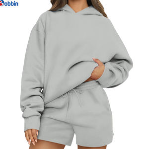 Custom Women Plain hoodie Sweatshirt and <b>Shorts</b> tracksuits Sets Casual Plus Size Unisex Hoodies & Sweatshirts and <b>Short</b> Sets - Product Image 3