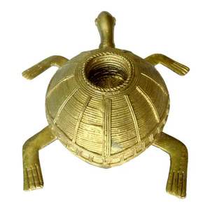 Top Quality Handmade Traditional Golden Brass Dhokra Turtle <b>Candle</b> Stand for Home Light Decoration on India Arts Palace AD011 - Product Image 2