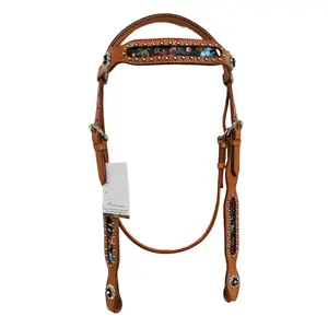 Cavalo De Couro De Qualidade Premium Headstall Ocidental Com Vinil E Studs Headstall Para Equitação A Preço Acessível