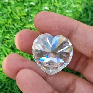 เพชรโมอิสรูปหัวใจสีขาว VVS พลอยเหลี่ยมเพชรพลอยใสขนาด20มม. สำหรับทำเครื่องประดับจี้และแหวนฮิปฮอป - Product Image 3