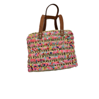 Sacs à main pour filles et enfants de style vintage, motif seau, avec deux poignées, fermeture ouverte et doublure en paille, Moroccansoul MA