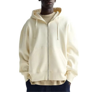 Sweats à capuche surdimensionnés à épaules tombantes personnalisés de haute qualité avec fermeture éclair, basiques lourds, 100% coton mélangé, pour hommes, pour l'hiver - Product Image 3