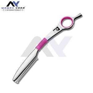Ciseaux de barbier professionnels en acier inoxydable avec manche droit, ciseaux de salon tranchants pour la coupe et le coiffage des cheveux, type beauté - Product Image 4