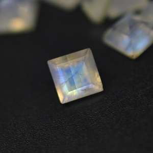 Limited Stock <b>Rainbow</b> Moonstone Faceted Loose Gemstone Square Cut Cabochon Calibrated Size Natural for Jewelry Making - Product Image 4