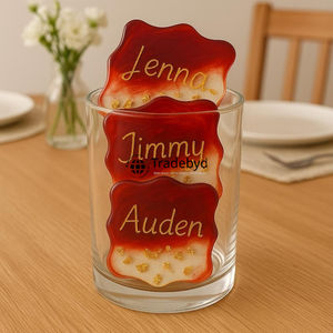 ชุดจานรองแก้วเรซิ่นทรงสี่เหลี่ยมคุณภาพพรีเมียม หรูหรา ผลิตด้วยมืออย่างยั่งยืน ปรับแต่งสีได้ สำหรับใช้ในบ้านและโรงแรม - Product Image 1