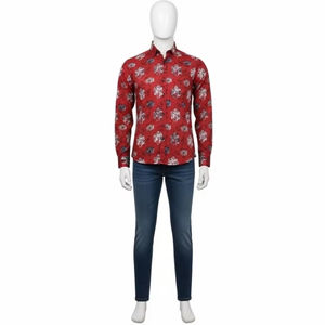 Chemise pour homme en tissu sergé anti-rides, polyester et coton, imprimé numérique, coupe ajustée, décontractée, pour le travail, vente en gros, offres spéciales - Product Image 1