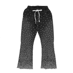 ODM Hombres High Streetwear Algodón Jogger Pantalones de chándal Transpirable Pantalones de chándal Rhinestone Spray Wash DTG Pegatina Pantalón acampanado - Product Image 5