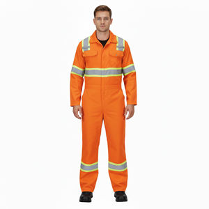 New Hi <b>Vis</b> ANSI Class 2 Waterproof Polyester LED Flash Custom Pockets Safety Reflective 2 Tone Coverall Workwear for Men - Product Image 1