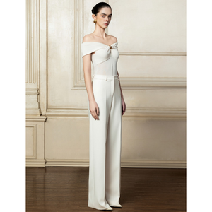 Pantalones de mujer de cintura alta de diseño de gama alta, pantalones de pierna recta NORA, tela tejida de Spandex de rayón, ropa de mujer en Stock - Product Image 1