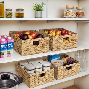 Panier de rangement carré en jacinthe d'eau naturelle, tissé à la main, fait à la main, vente en gros, écologique, fabriqué au Vietnam - Product Image 5