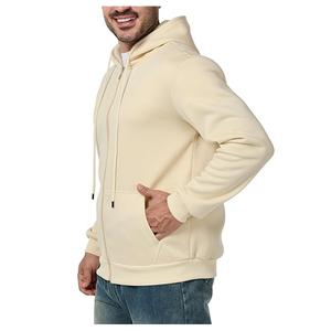 Nouvel arrivage OEM Service Hommes 100% Coton Manches Longues Épaule Pente Cou Bande Couleur Unie Confortable Zip Hoodie Bangladesh - Product Image 3