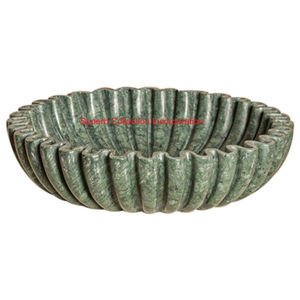 Cuenco estriado festoneado de mármol verde moderno, centro de mesa decorativo de piedra Natural elegante para decoración de lujo para el hogar y exhibición de mesa - Product Image 1