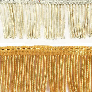 Vente en gros OEM Frange en lingots d'or Frange en fil métallique personnalisée de haute qualité Garniture en or blanc Drapé et tailles Style personnalisable - Product Image 6