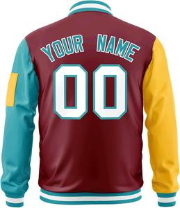 Veste universitaire à la mode avec fermeture à glissière et poche zippée sur le bras gauche Logo de l'équipe de broderie personnalisée Manches contrastées Bombardier universitaire - Product Image 5