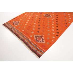 Grand tapis turc vintage 5,8x9,6 pieds, tapis floral orange et bleu - Product Image 2