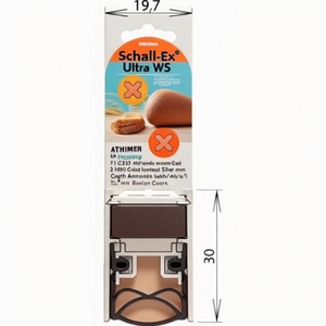 ซีลประตู ATHMER Schall-Ex Ultra WS 1-290 แบบ 2 ด้าน ความยาว 1083 มม. สีเงินอะลูมิเนียมเคลือบสีเทา สำหรับประตูไม้ด้านซ้าย/ขวา - Product Image 3