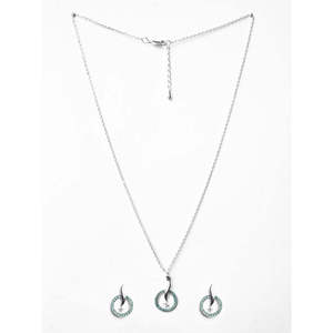 Conjunto de Pendientes y Colgante de Plata de Ley Fina Verde para Mujer - Product Image 4