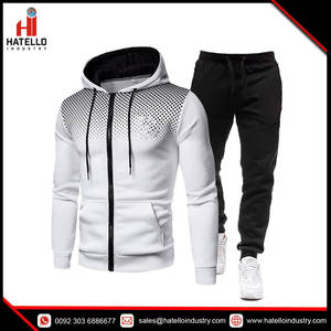 Conjunto de ropa de invierno para hombre, Sudadera con capucha estampada, forro polar con cremallera, pantalones de chándal deportivos informales, chándales, novedad - Product Image 4
